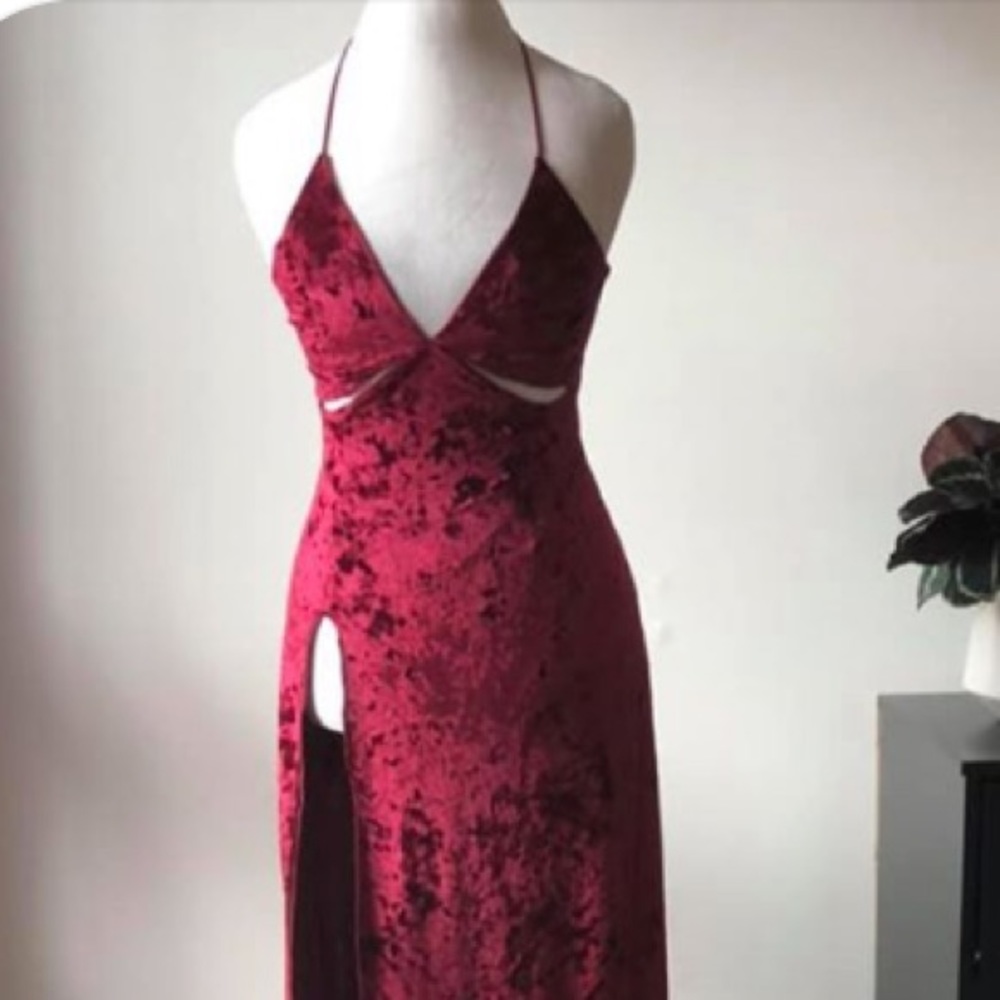 Warm red soft red cutout dress